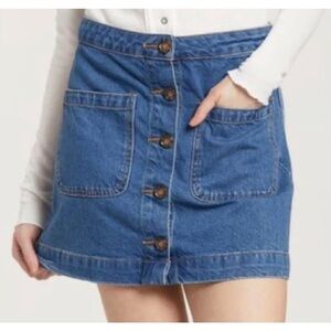 We The Free Blue Button-Down Mini Skirt